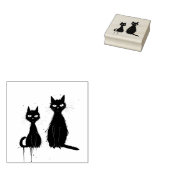 Zwei Katzen - Ahornholzkunst-Briefmarke Gummistempel (Stempel)