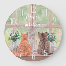 Zwei Katzen am Fenster Landschaftliche Blume