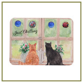 Zwei Katzen am Fenster Landschaftliche Blume Magnet