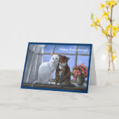 ZWEI KATZEN: Annniversary:  PASTELLkunst Karte (Gelbe Blume)