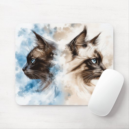 Zwei Katzen Aquarell Mousepad (Mit Mouse)