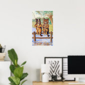 Zwei Katzen beim Fischen, Louis Wain Poster (Heimbüro)