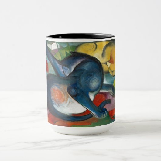 Zwei Katzen, blau und gelb (1912) von Franz Marc Tasse (Zentrum)