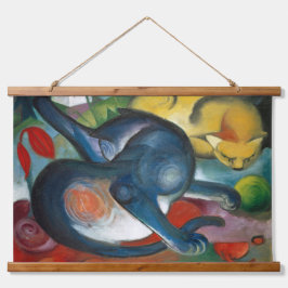 Zwei Katzen, blau und gelb (1912) von Franz Marc Wandteppich Mit Holzrahmen