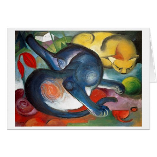 Zwei Katzen, blau und gelb, Franz Marc (Vorderseite (Horizontal))