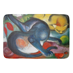 Zwei Katzen, blau und gelb, Franz Marc Badematte