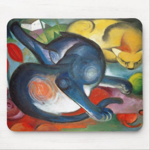 Zwei Katzen, blau und gelb, Franz Marc Mousepad