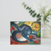 Zwei Katzen, blau und gelb von Franz Marc (1912) Postkarte (Stehend Vorderseite)