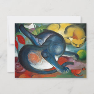 Zwei Katzen, blau und gelb von Franz Marc (1912) Postkarte