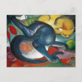 Zwei Katzen, blau und gelb von Franz Marc (1912) Postkarte (Vorderseite)