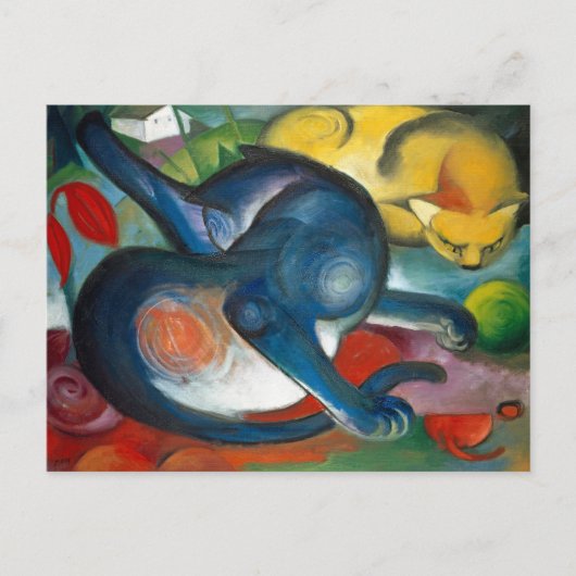 Zwei Katzen, blau und gelb von Franz Marc - Cat Ar Postkarte (Vorderseite)