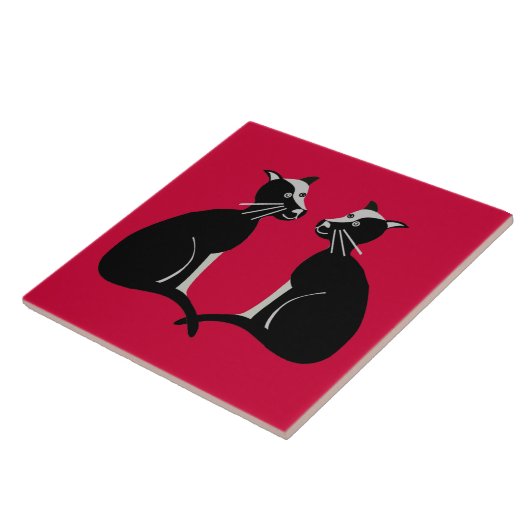 zwei Katzen Fliese (Seite)