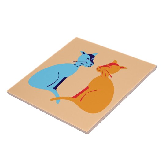 zwei Katzen Fliese (Seite)