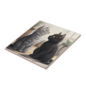 Zwei Katzen Fliese (Seite)