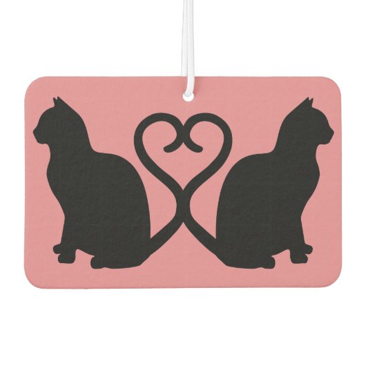Zwei Katzen Herz Schwanz Silhouette Auto Air Fresh Autolufterfrischer (Vorderseite)