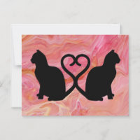 Zwei Katzen Herz Schwänze auf rosa Marmor