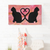 Zwei Katzen Herz Silhouette auf rosa Marmor Banner (Insitu)