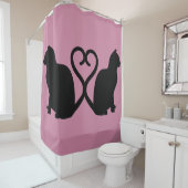 Zwei Katzen Herz Silhouette Duschvorhang (Beispiel)