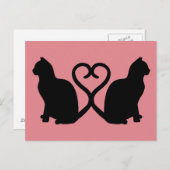 Zwei Katzen Herzerkrankungen Silhouette Postkarte (Vorne/Hinten)