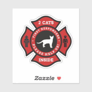 Zwei Katzen im Inside Pet Alert für das Feuerminis Aufkleber