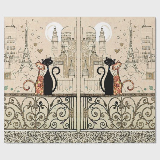 Zwei Katzen in der Liebe Geschenkpapier (Flach)