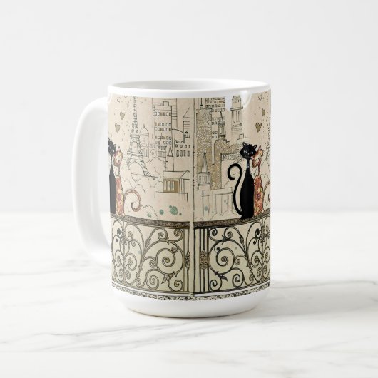 Zwei Katzen in der Liebe Kaffeetasse (Vorderseite Links)