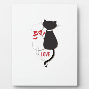 Zwei Katzen in der Liebe, rot, schwarz, herz Fotoplatte