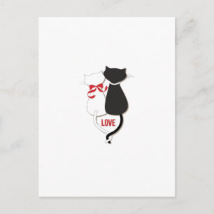 Zwei Katzen in der Liebe, rot, schwarz, herz Postkarte