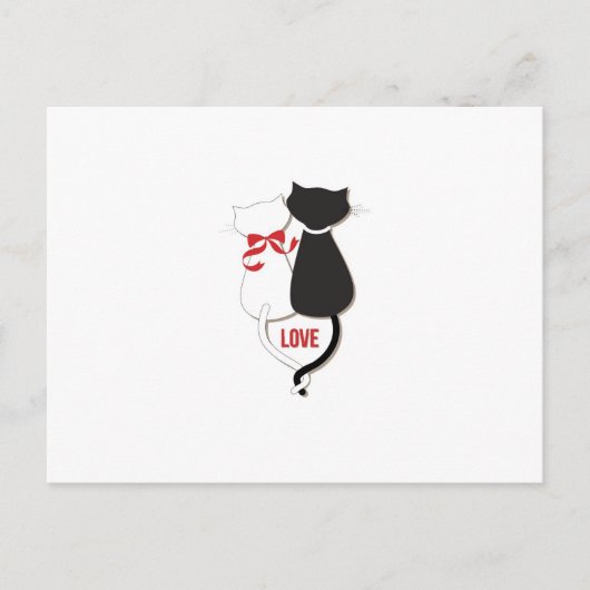Zwei Katzen in der Liebe, rot, schwarz, herz Postkarte (Vorderseite)