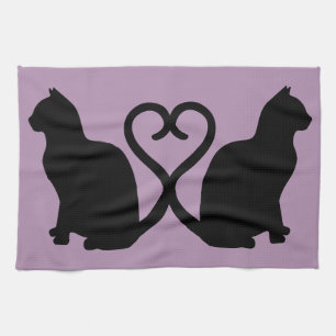 Zwei Katzen in der Liebe Silhouette Küchentücher
