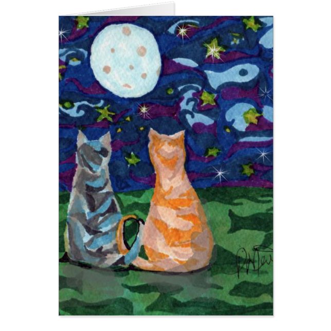 Zwei Katzen in der Mondschein-Kunst (Vorne)