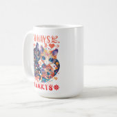 Zwei Katzen in einer bunten, liebevollen Szene Kaffeetasse (Vorderseite Links)