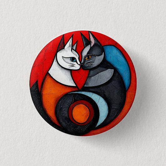 Zwei Katzen in lebendigem Circular Design Button (Vorderseite)