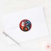 Zwei Katzen in lebendigem Circular Design Runder Aufkleber (Umschlag)