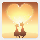 Zwei Katzen in Liebe Aufklebern Quadratischer Aufkleber (Vorderseite)
