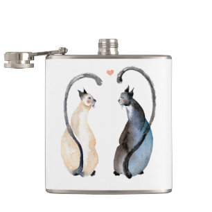 Zwei Katzen in Liebe Flachmann