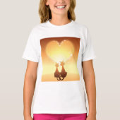 Zwei Katzen in Liebe Girls T - Shirt (Vorderseite)