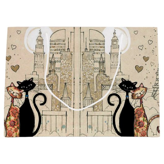 Zwei Katzen in Liebe Große Geschenktüte (Vorderseite)