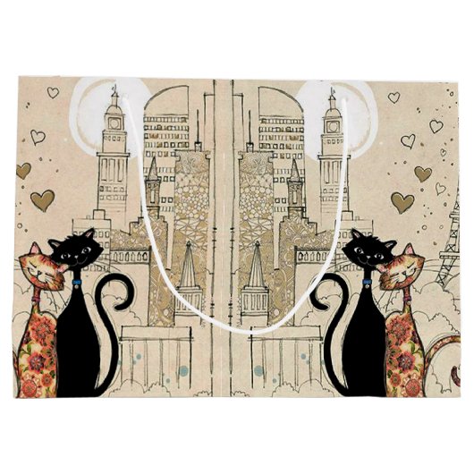 Zwei Katzen in Liebe Große Geschenktüte (Rückseite)