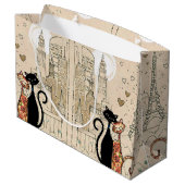 Zwei Katzen in Liebe Große Geschenktüte (Rückseite Schrägansicht)