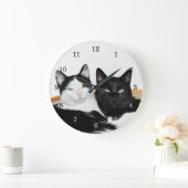 Zwei Katzen in Liebe Große Wanduhr (Zuhause)