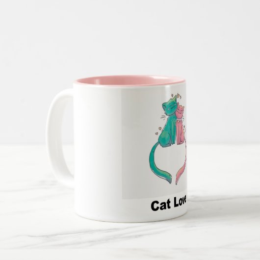 Zwei Katzen in Liebe Illustration Tasse (Vorderseite Links)
