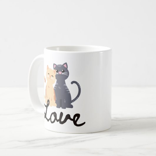 Zwei Katzen in Liebe Kaffeetasse (Vorderseite Links)