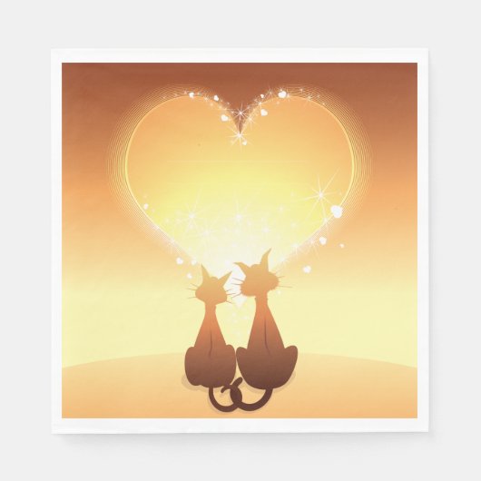 Zwei Katzen in Liebe Papier Napkins Serviette (Vorderseite)