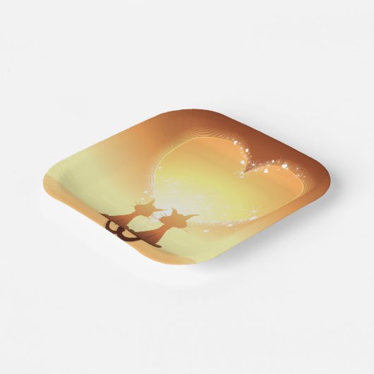 Zwei Katzen in Liebe Papier Teller (Gewinkelt)