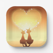 Zwei Katzen in Liebe Papier Teller (Vorderseite)