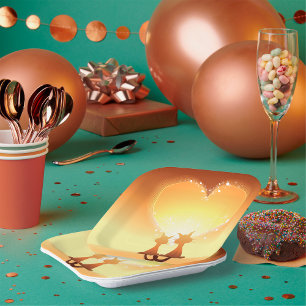 Zwei Katzen in Liebe Papier Teller