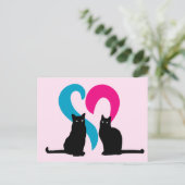 Zwei Katzen in Liebe Postkarte (Stehend Vorderseite)