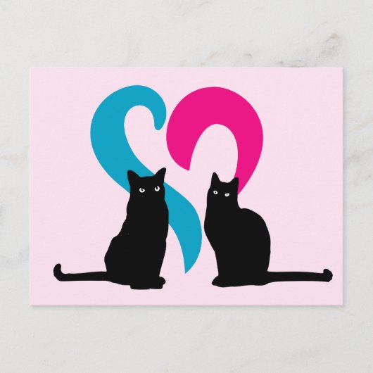 Zwei Katzen in Liebe Postkarte (Vorderseite)