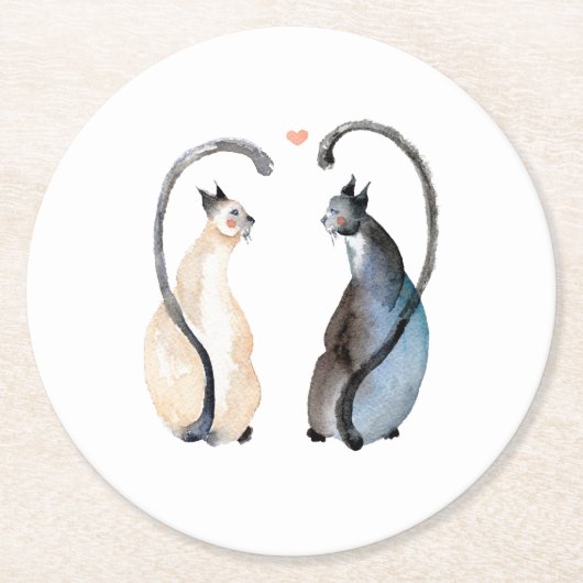 Zwei Katzen in Liebe Runder Pappuntersetzer (Vorderseite)